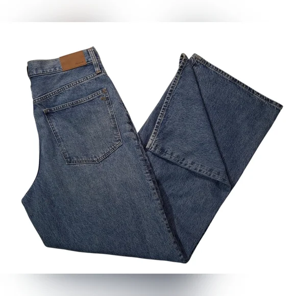 Madewell Women's Superwide Leg Jeans In Amcliffe Wash Knee Rip Edition Size 30 - Picture 11 of 15